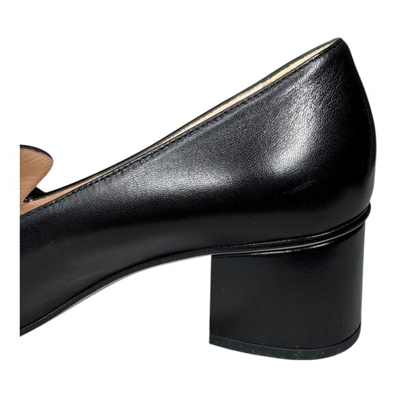 Gucci Sylvie Black Leather Chain Web Stripe Block Heel Pumps Shoes 38.5 US 8.5 - Picture 12 of 15
